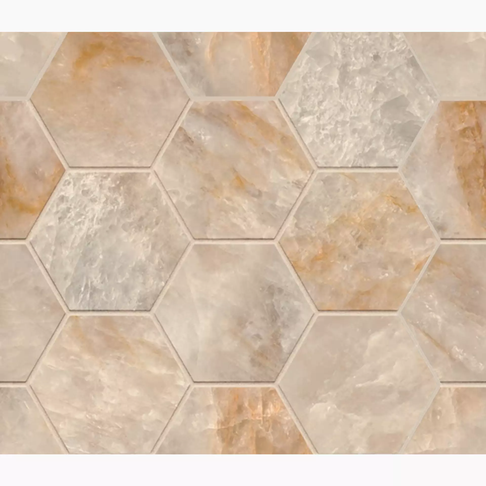 Caesar Anima Futura Crystal Delight Satinato Lucidato Composizione Esagono AGFH 28,5x33cm rettificato 9mm