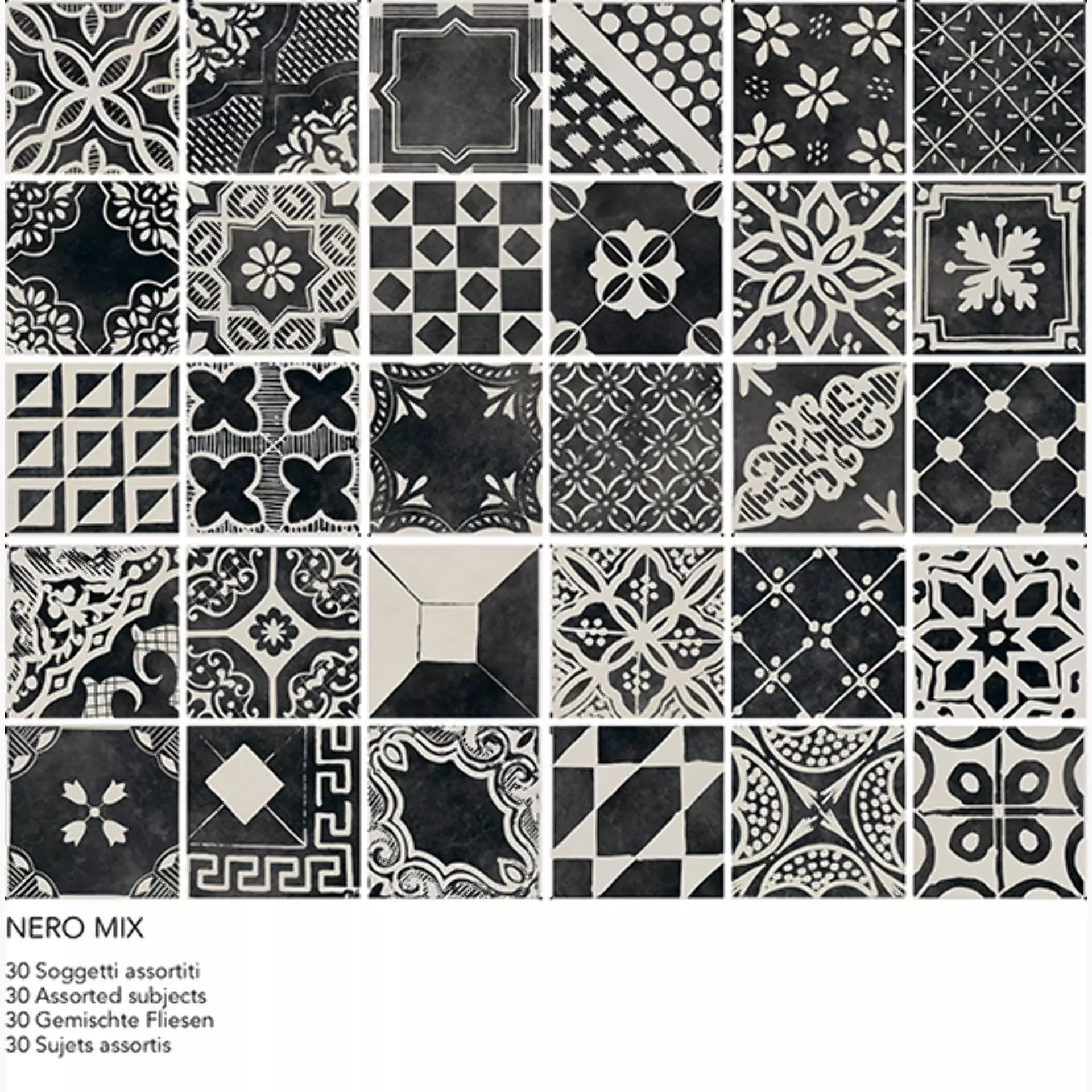 Fioranese Riggiole Nero Mix Naturale RIG20NR 20x20cm rettificato 9mm